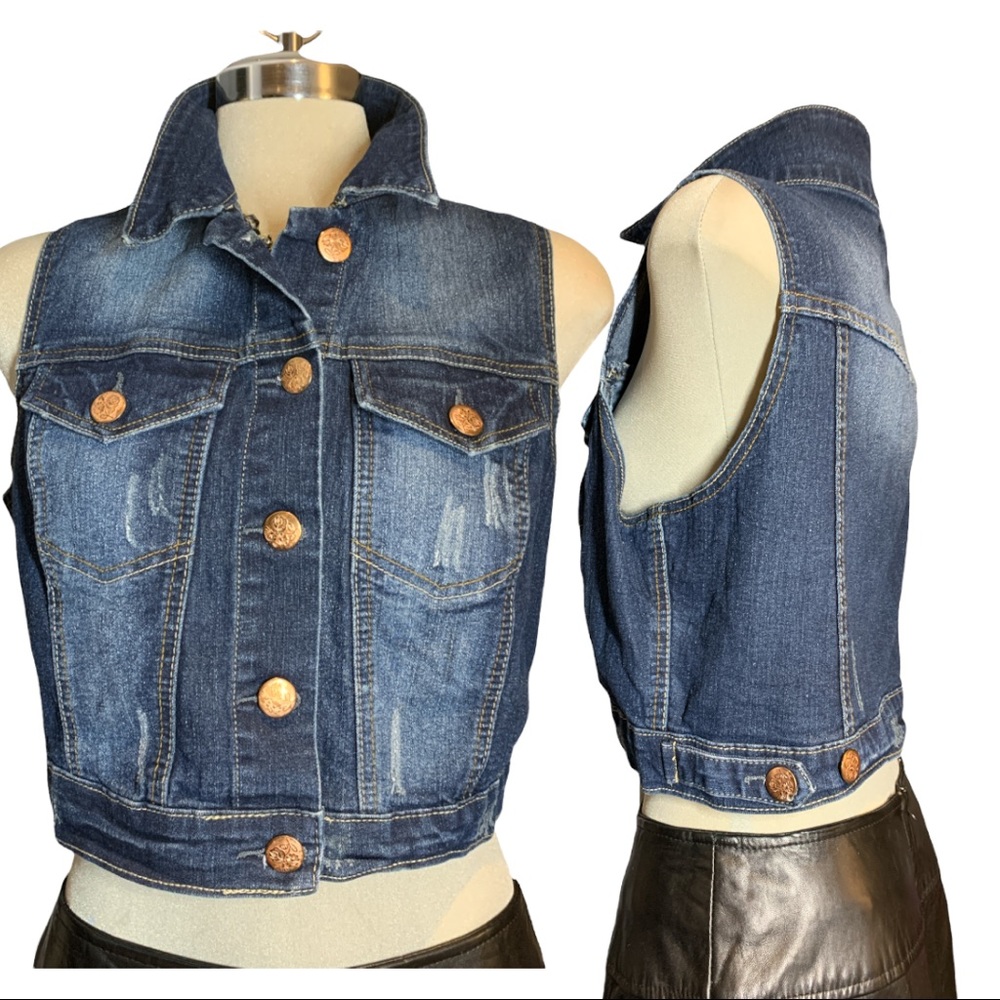 UK2LA Blue Jean Jacket Vest Size L